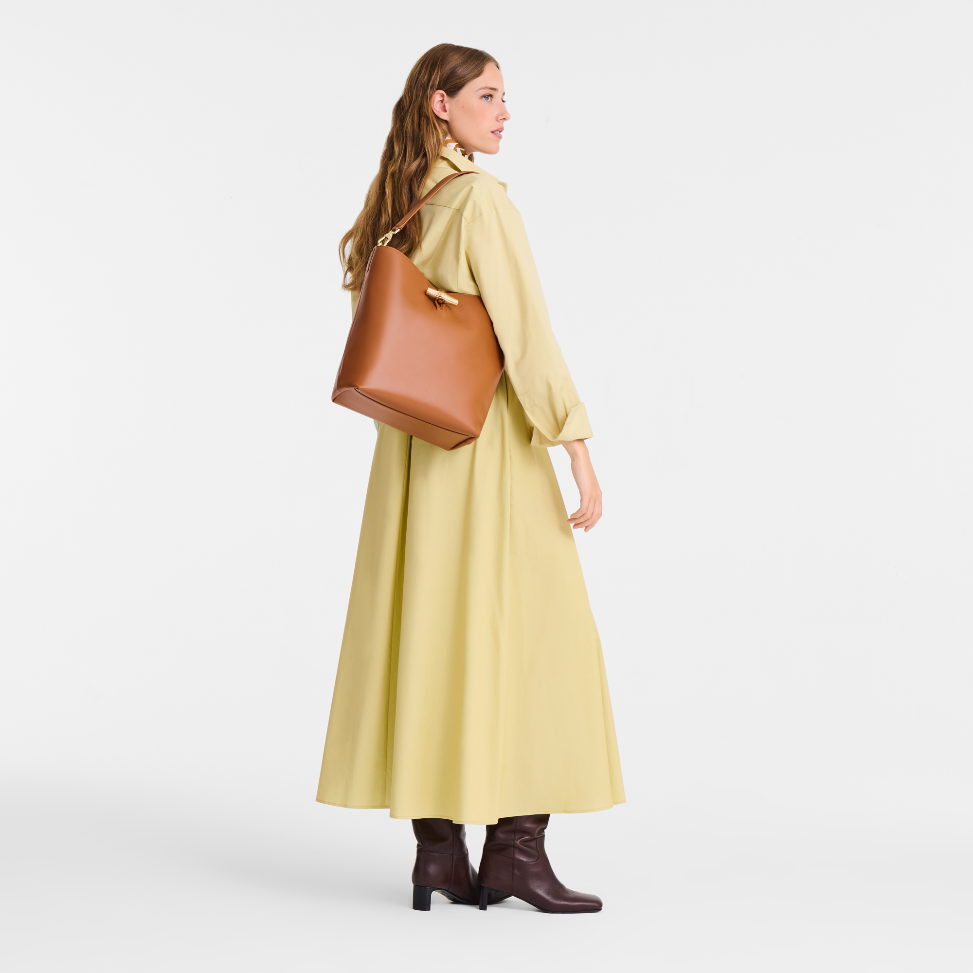 Longchamp Le Roseau M Hobo bag Cashew