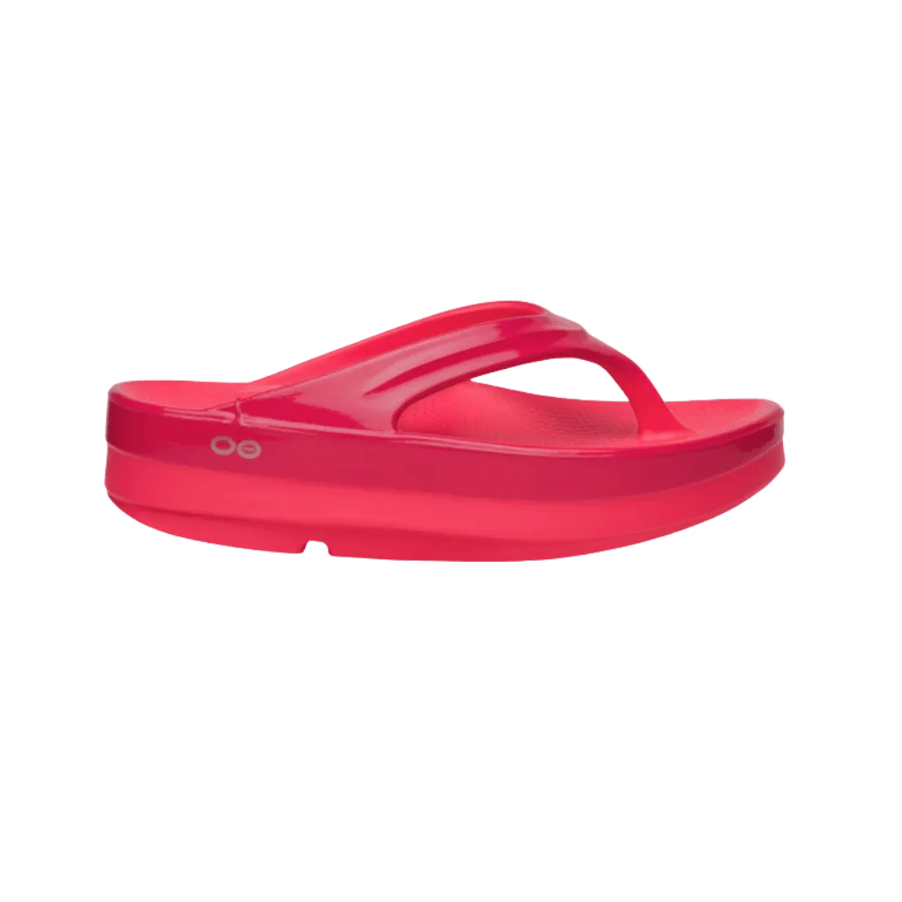 Oofos OOmega OOlala Stacked Sandal Neon Berry Punch