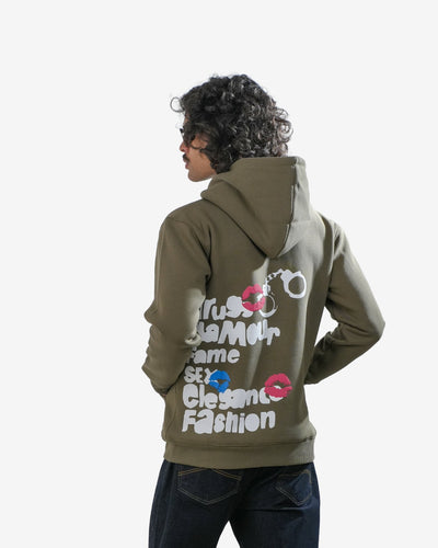 Chico' - Dark Olive Printed Regular Fit Hoodie