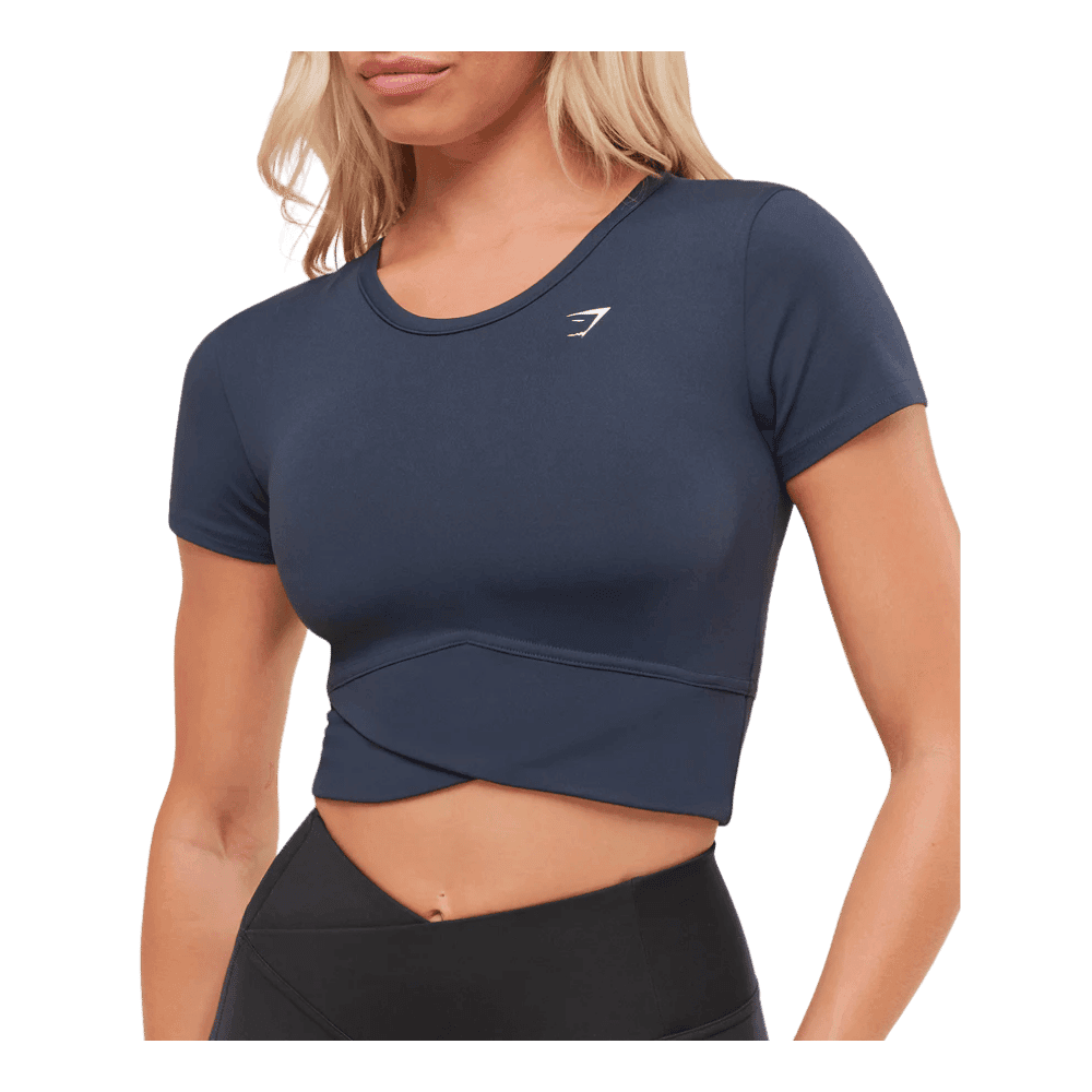 Gymshark Crossover Midi Top with Shelf Heavy Blue