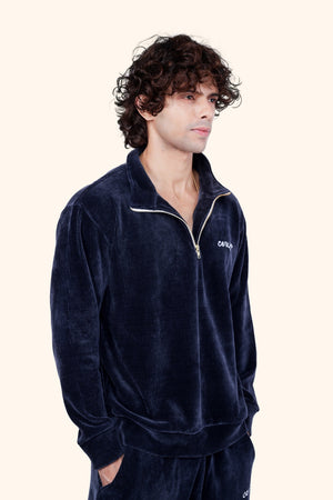 CERISE CORD HALF ZIP - NAVY BLUE