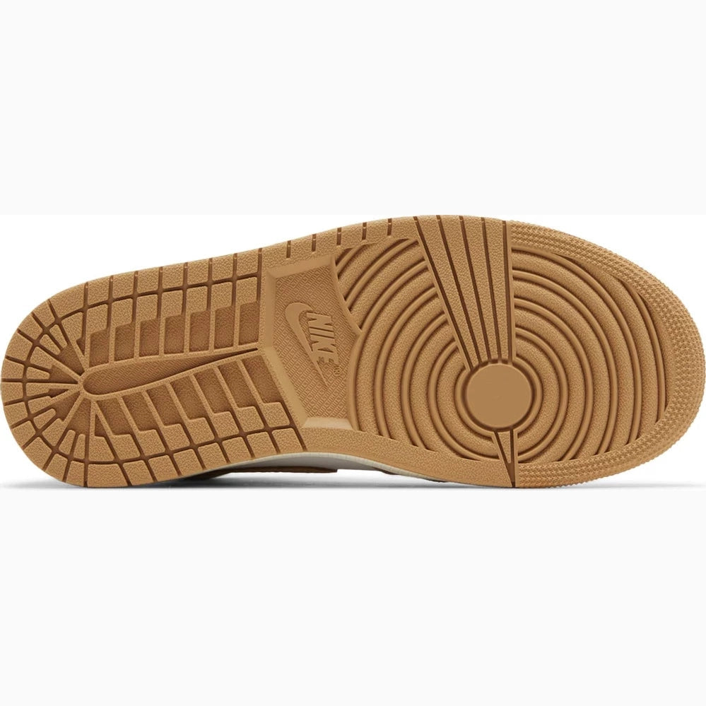 Gum sole of a Nike Air Jordan sneaker with circular tread pattern