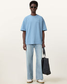 All Saints Underground Logo Print Oversized Crew-Neck T-Shirt 'bondi-blue'