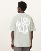 All Saints Orlando Logo Print Regular Fit Crew-Neck T-Shirt 'slate-green'