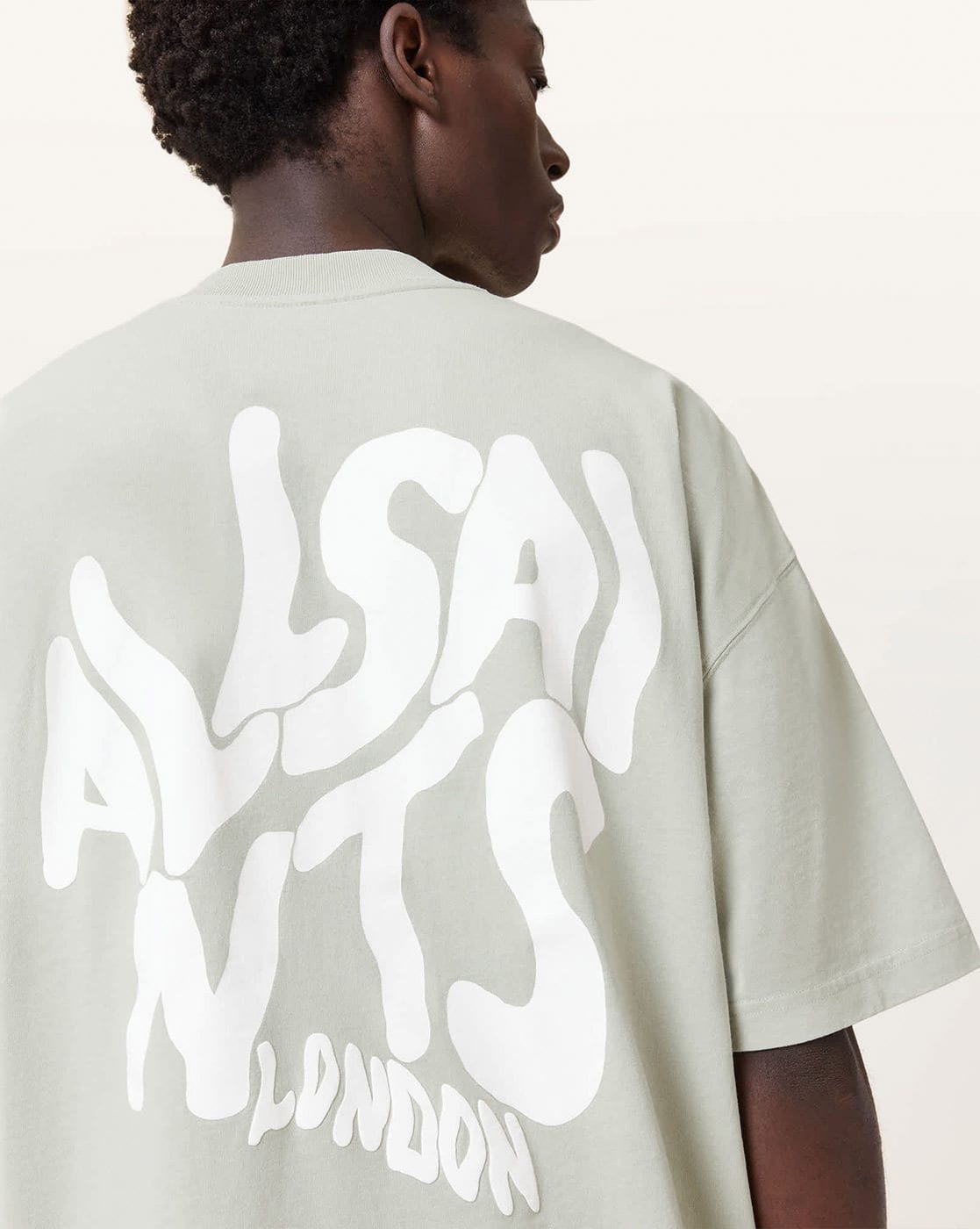 All Saints Orlando Logo Print Regular Fit Crew-Neck T-Shirt 'slate-green'