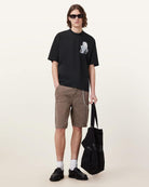 All Saints Dealt Graphic Print Regular Fit Crew-Neck T-Shirt 'washed-black'