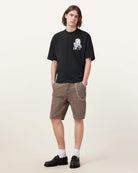 All Saints Dealt Graphic Print Regular Fit Crew-Neck T-Shirt 'washed-black'