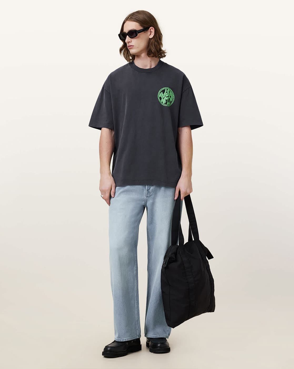 ALL SAINTS Distortion Brand Print Regular Fit Crew-Neck T-Shirt