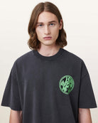 All Saints Distortion Brand Print Regular Fit Crew-Neck T-Shirt 'washed-black'