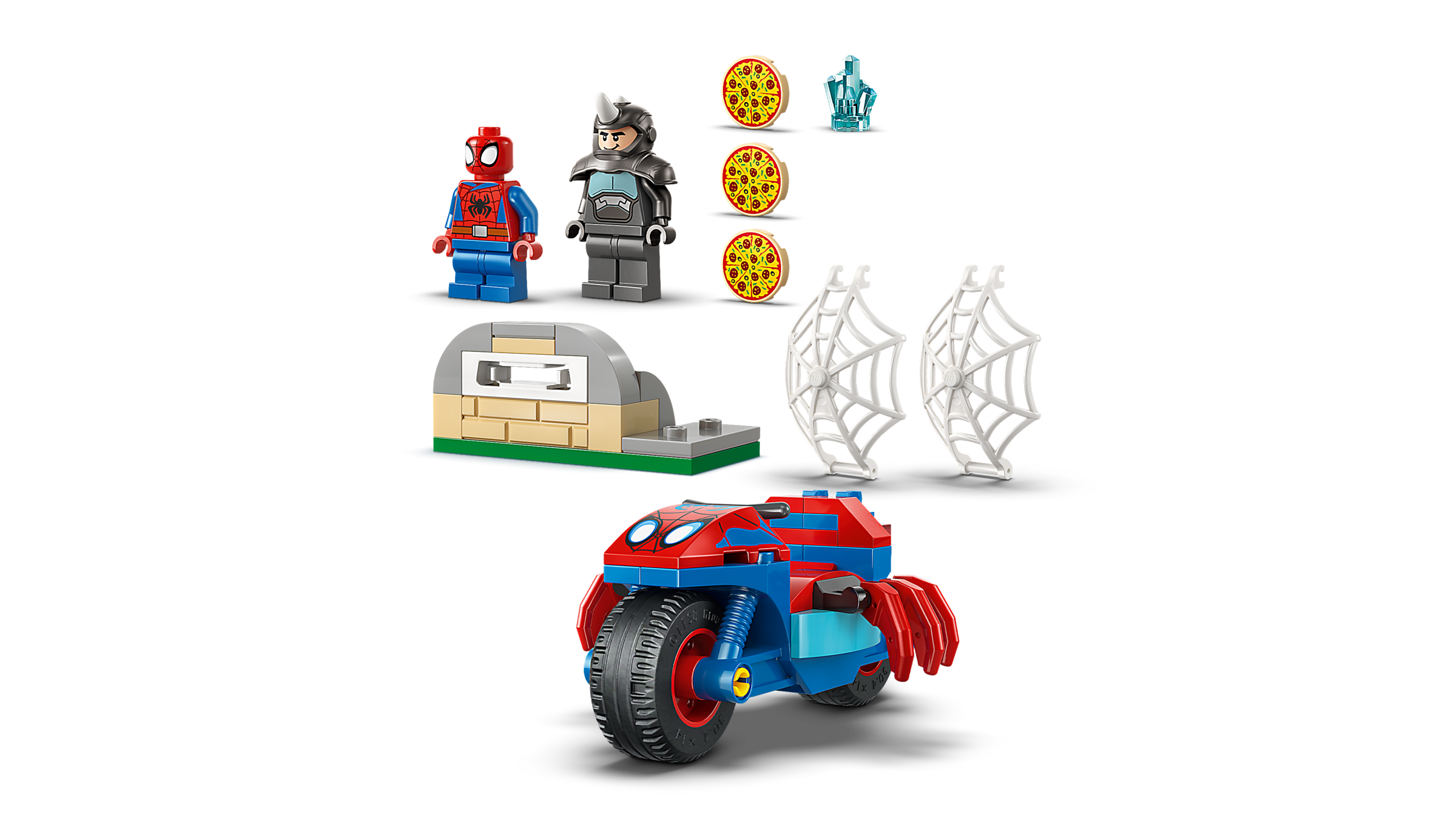 Lego Spidey on his Motorcycle vs Rhino