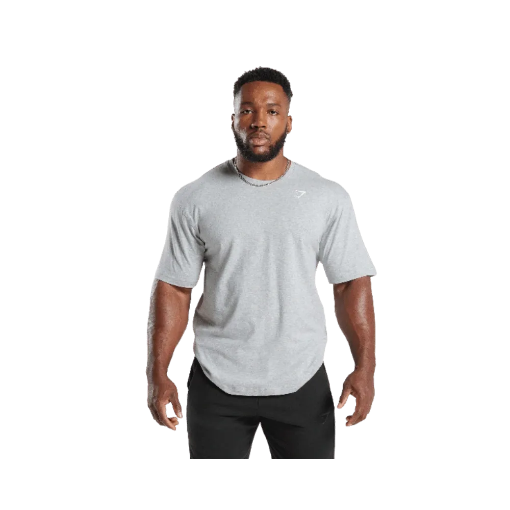 Gymshark Power T-Shirt Oversized Fit Light Grey Core Marl