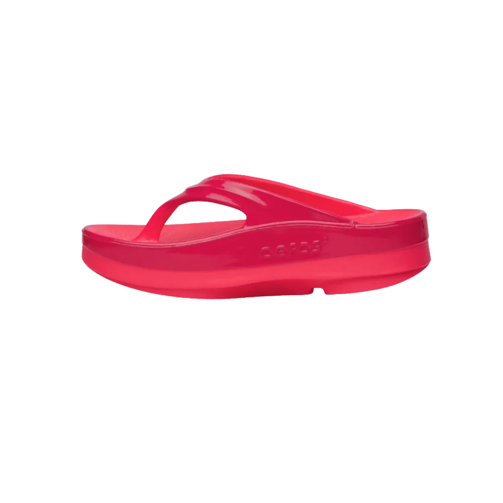 Oofos OOmega OOlala Stacked Sandal Neon Berry Punch