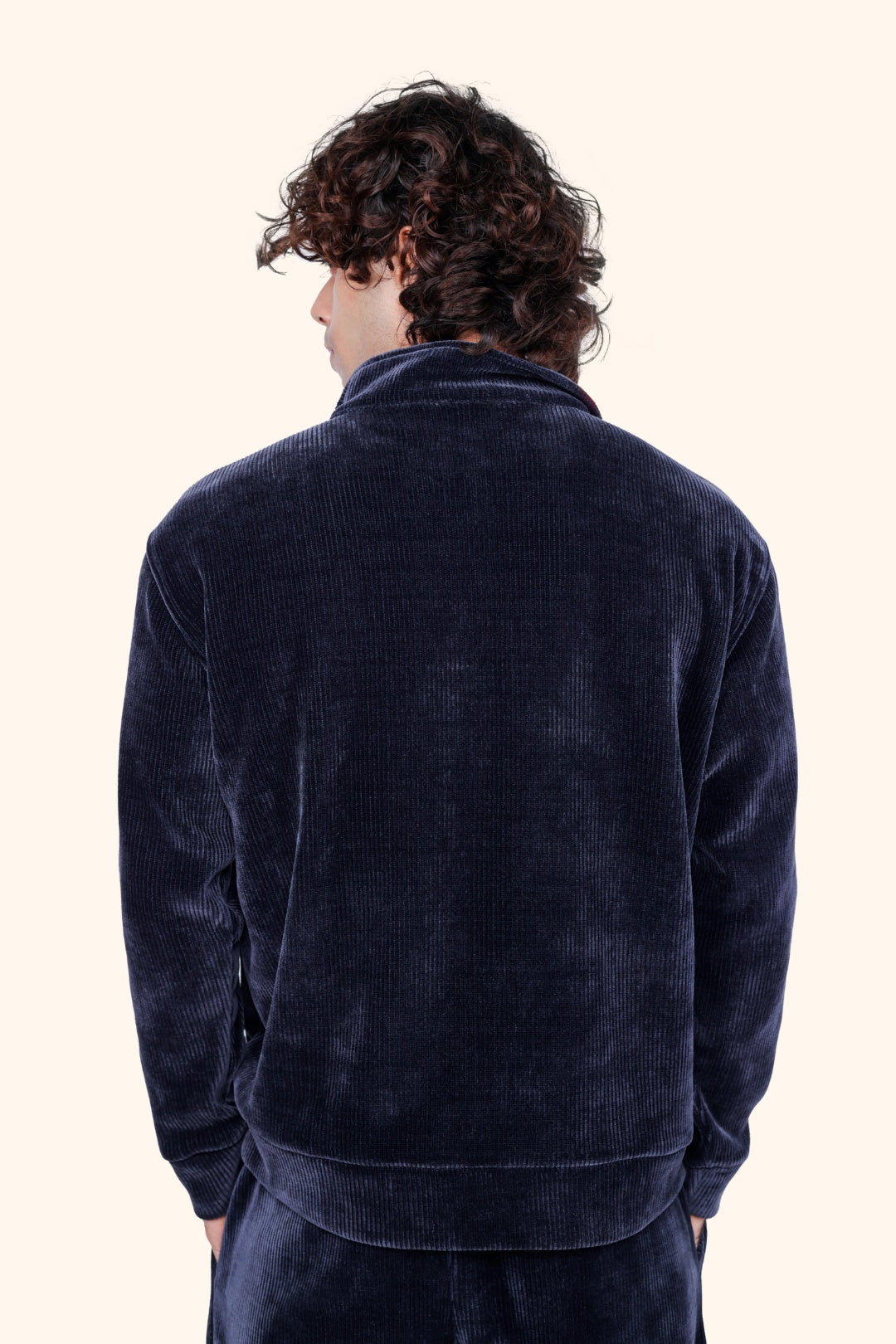 CERISE CORD HALF ZIP - NAVY BLUE