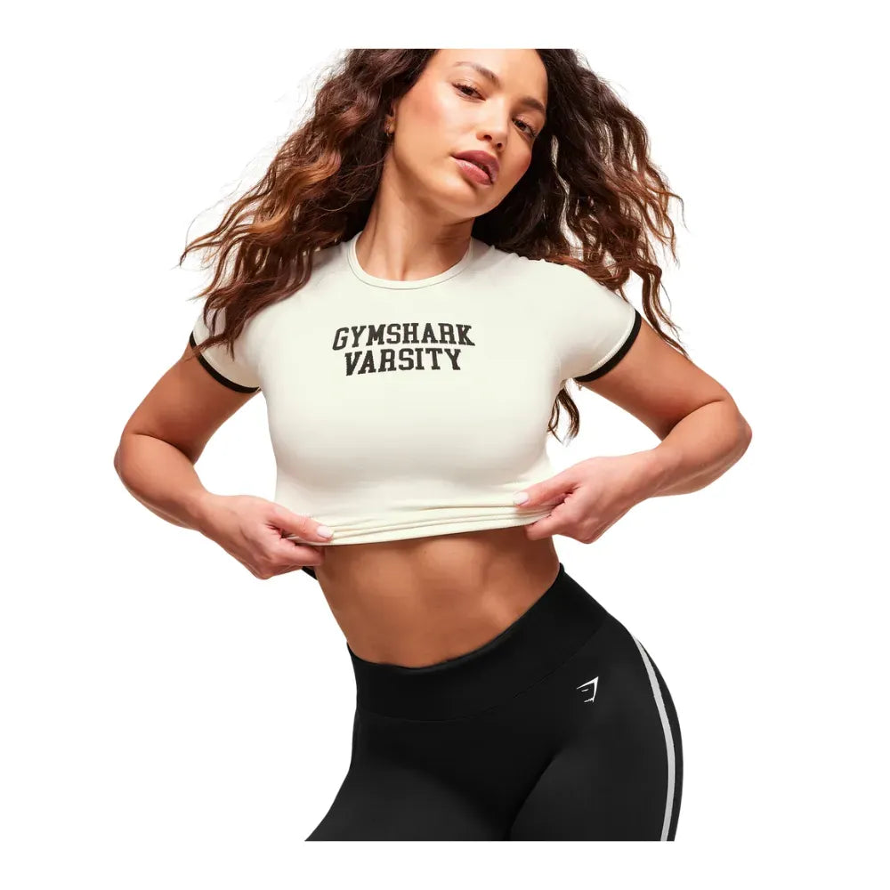 Gymshark Lift Varsity Seamless Midi T-Shirt Soft White
