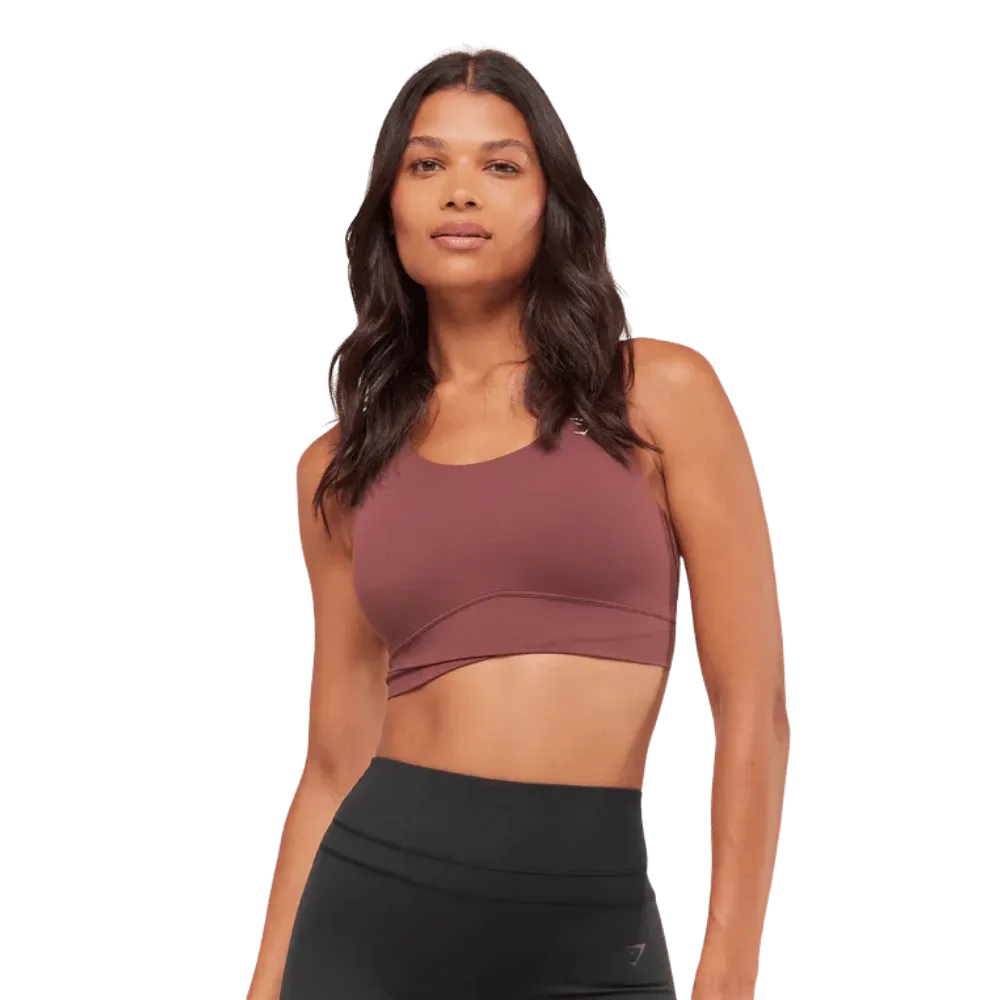Gymshark Cross Over Sports Bra Burgundy Brown