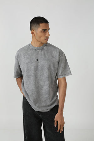 Flock Washed Light Grey Tshirt