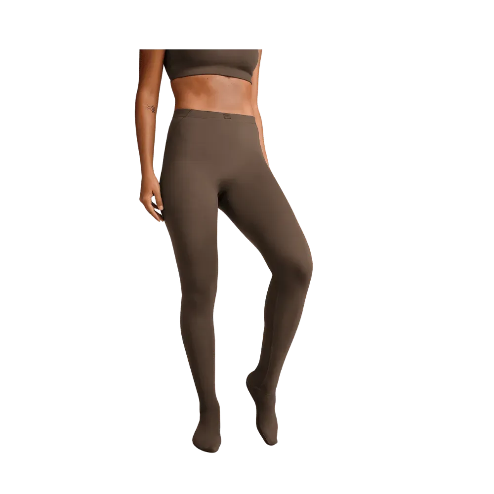 Nike X Skims Women's High-Waisted Footsie Grip Leggings Dark Sepia