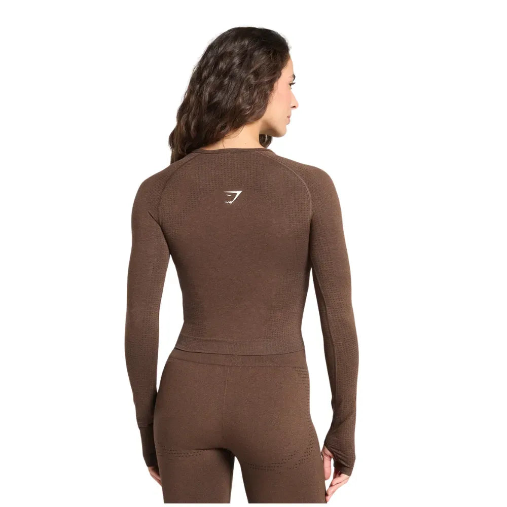 Gymshark Vital Long Sleeve Cut Out Top Espresso Marl