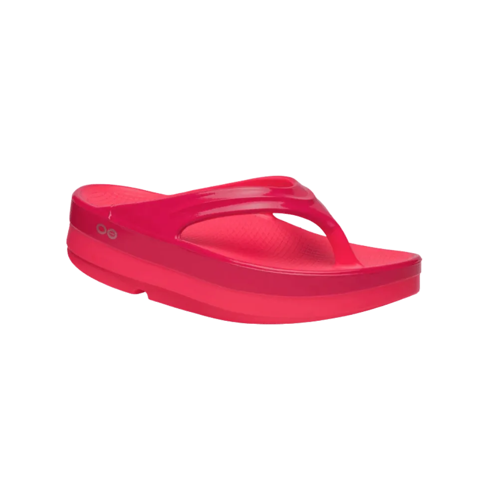 Oofos OOmega OOlala Stacked Sandal Neon Berry Punch