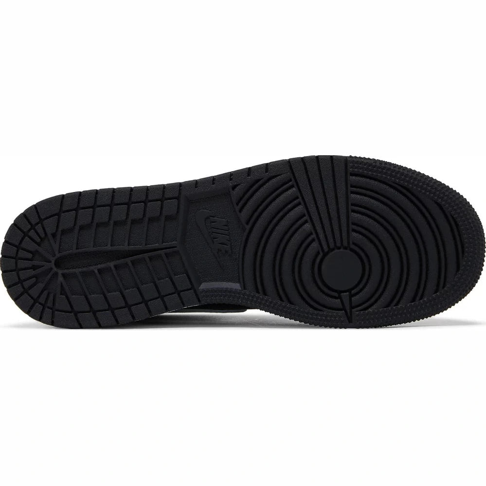 Black Nike sneaker sole with signature tread pattern, streetwear sneaker outsole
