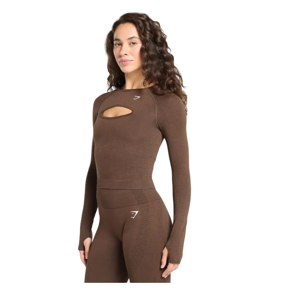 Gymshark Vital Long Sleeve Cut Out Top Espresso Marl