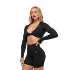 Gymshark Adapt Animal Long Sleeve Crop Top Black/Asphalt Grey