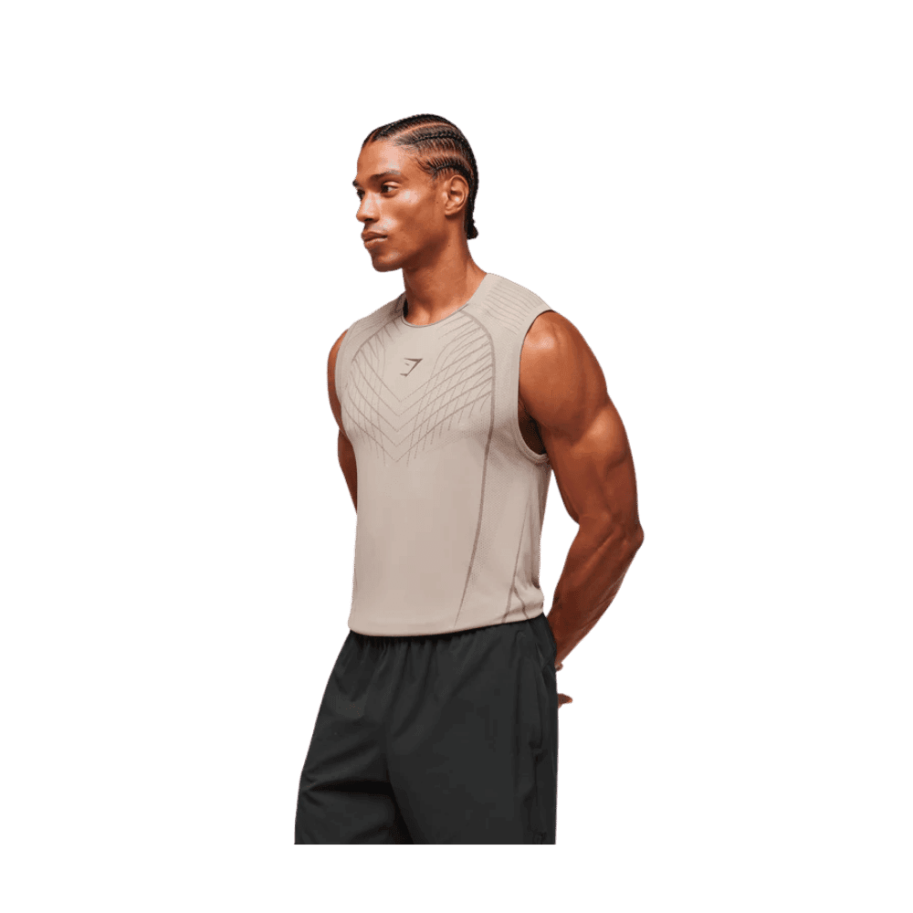 Gymshark Apex Seamless Tank Slim Fit Mushroom Grey/Pitch Grey