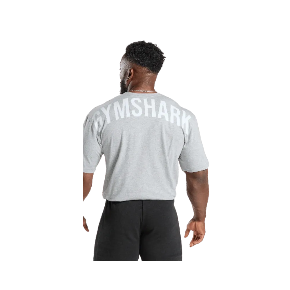 Gymshark Power T-Shirt Oversized Fit Light Grey Core Marl