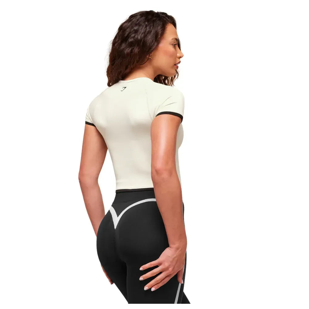 Gymshark Lift Varsity Seamless Midi T-Shirt Soft White