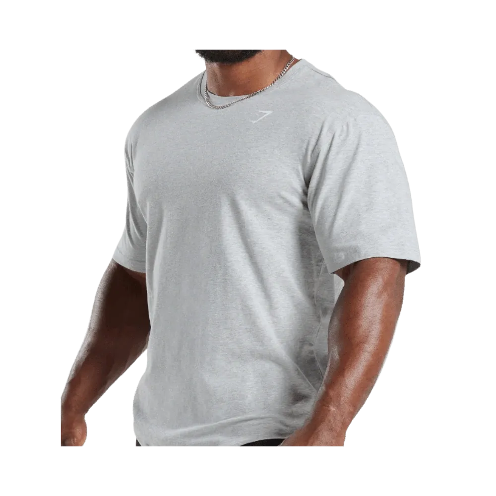 Gymshark Power T-Shirt Oversized Fit Light Grey Core Marl