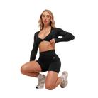 Gymshark Adapt Animal Long Sleeve Crop Top Black/Asphalt Grey