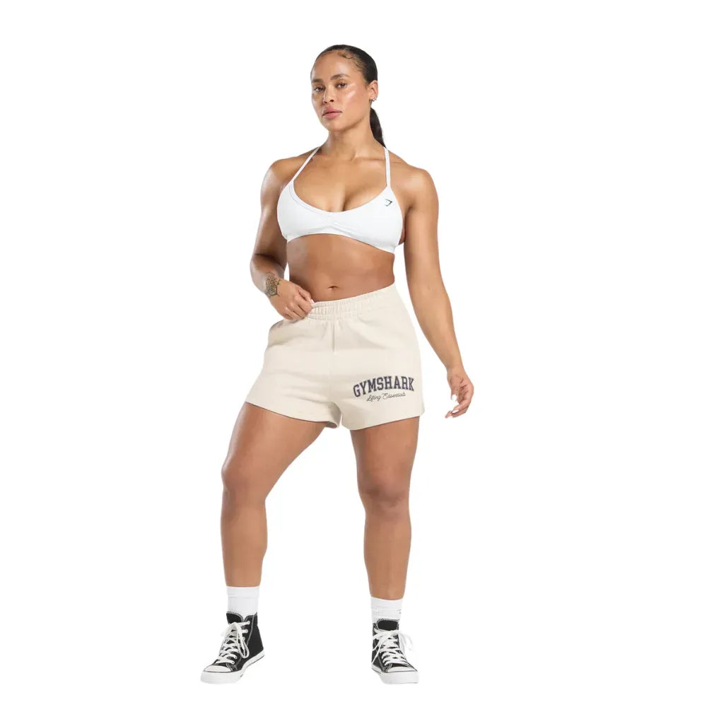 Gymshark Lifting Essentials Graphic Brushed 4' Shorts Oat White