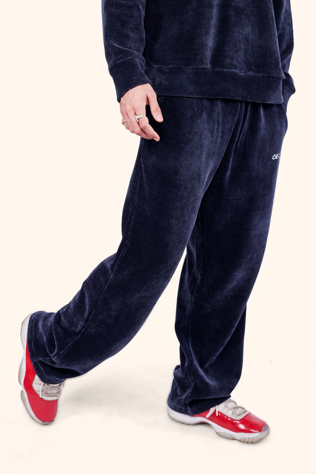 CERISE BREEZY CORD PANTS - NAVY BLUE