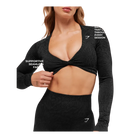 Gymshark Adapt Animal Long Sleeve Crop Top Black/Asphalt Grey