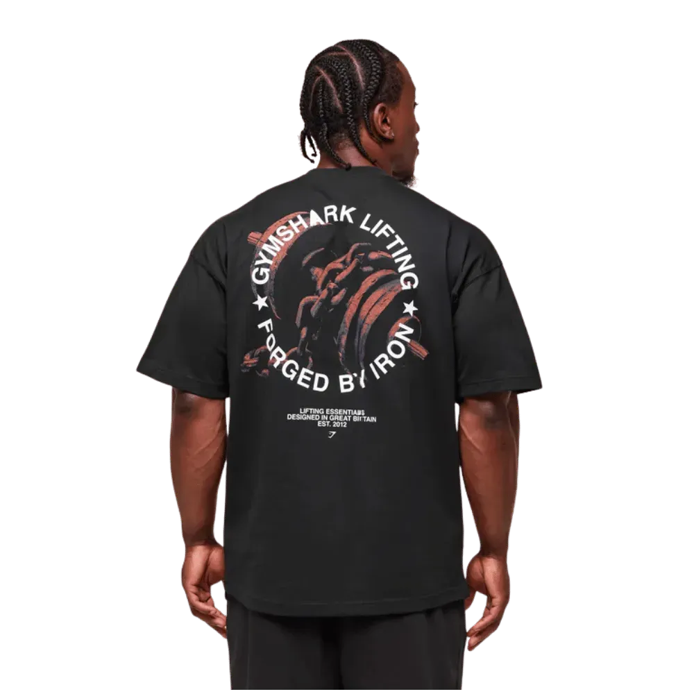 Gymshark Forged By Iron T-Shirt Extreme Oversized Fit Black