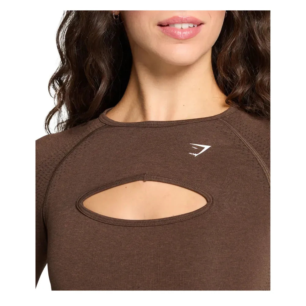 Gymshark Vital Long Sleeve Cut Out Top Espresso Marl
