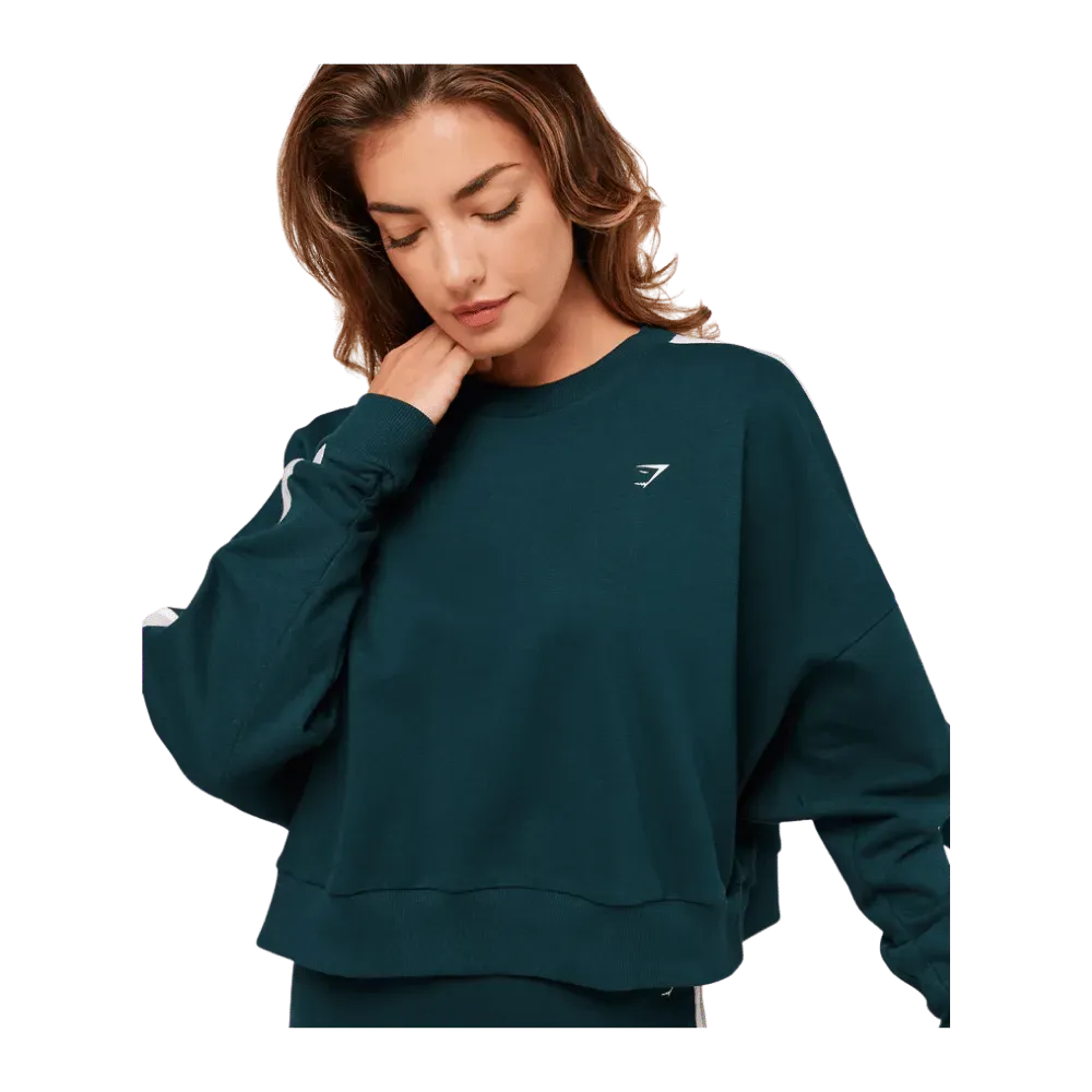 Gymshark Piping Midi Crew Neck Deep Petrol Blue/Smoke Blue/Soft White