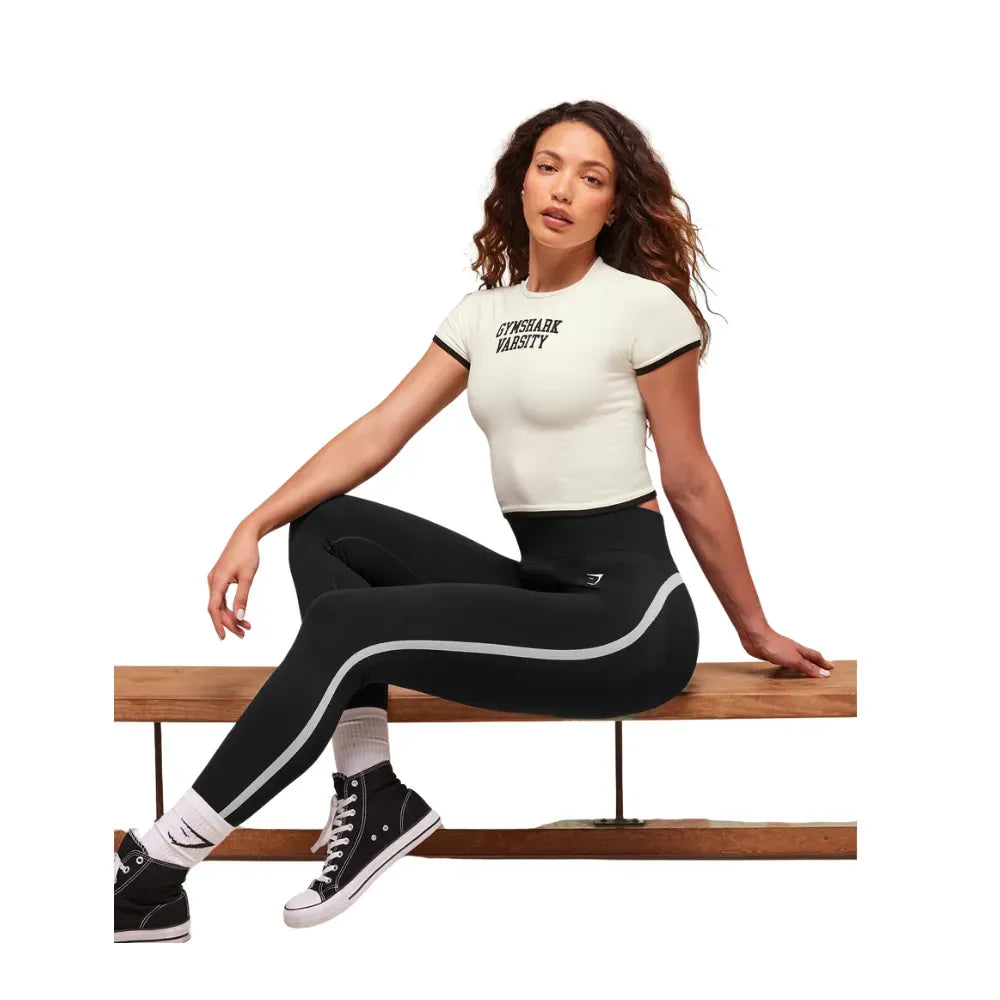 Gymshark Lift Varsity Seamless Midi T-Shirt Soft White