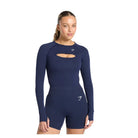 Gymshark Vital Long Sleeve Cut Out Top Heavy Blue/Marl
