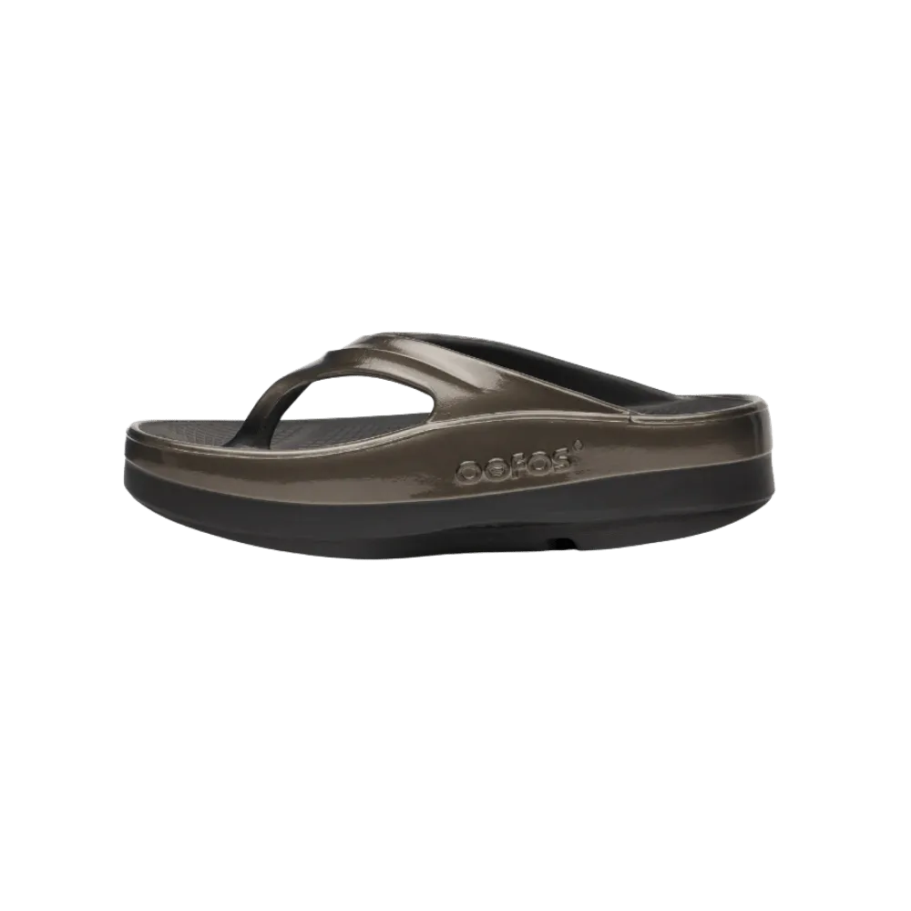 Oofos OOmega OOlala Stacked Sandal -Titanium Mirror