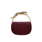 JW PEI Ione Woven Leopard Shaped Top Handle Bag - Burgundy
