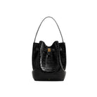 JW PEI Clara Lock Accent Bucket Shoulder Bag - Black Croc