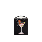 JW PEI Taya Wine Glass Puppy Pattern Book Shape Clutch Bag - Black
