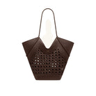 JW PEI Maribel Woven Panel Tote Bag - Dark Brown