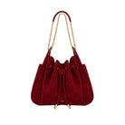 JW PEI Rowan Faux Suede Quilted Chain Bucket Bag - Dark Red
