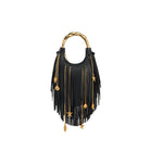 JW PEI Chloe Metal Handle Fringe Top Handbag - Black
