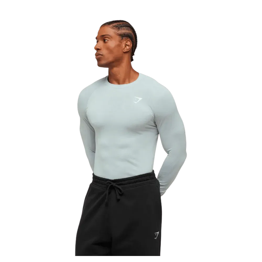 Gymshark Geo Seamless Long Sleeve T-Shirt Smoke Blue