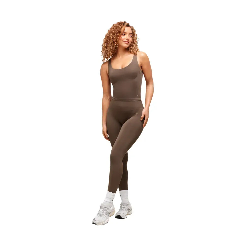 Gymshark Soft Sculpt Tank With Shelf Walnut Brown