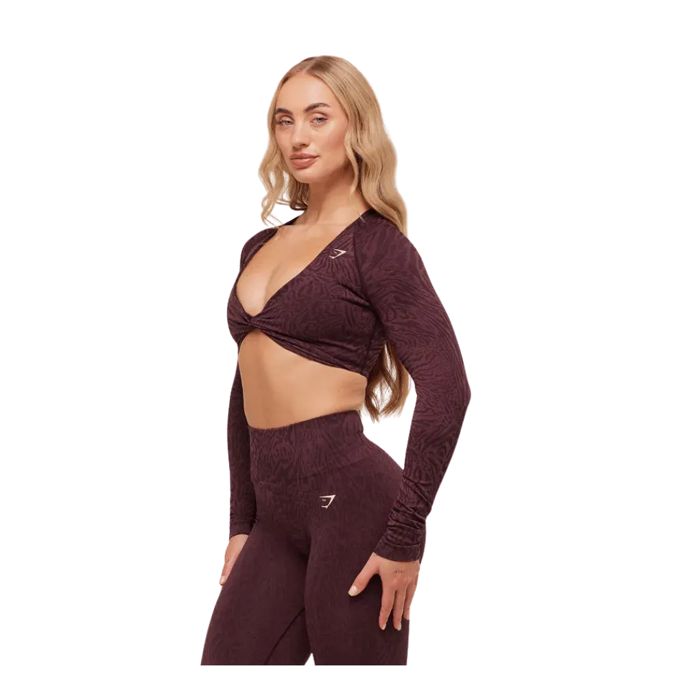 Gymshark Adapt Animal Long Sleeve Crop Top Cherry Purple/Reset Pink