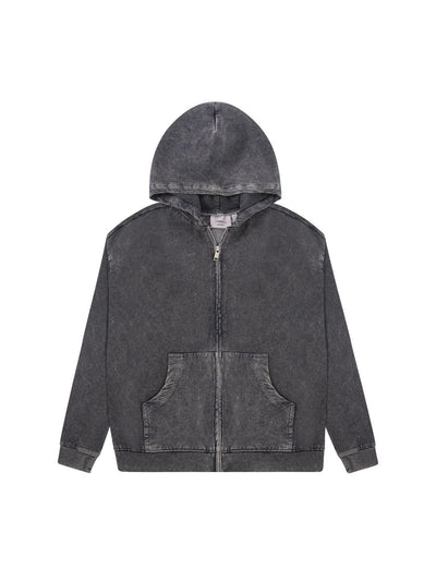 SMOKED KNIT ZIPPER HOODIE